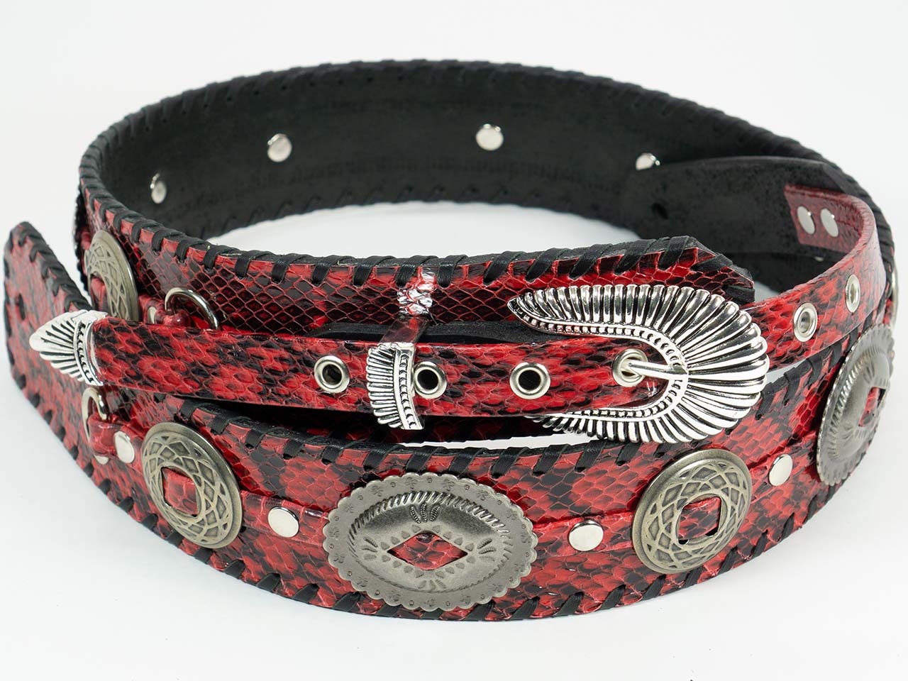 dru whitefeather Q red small large concho shell pattern buckle