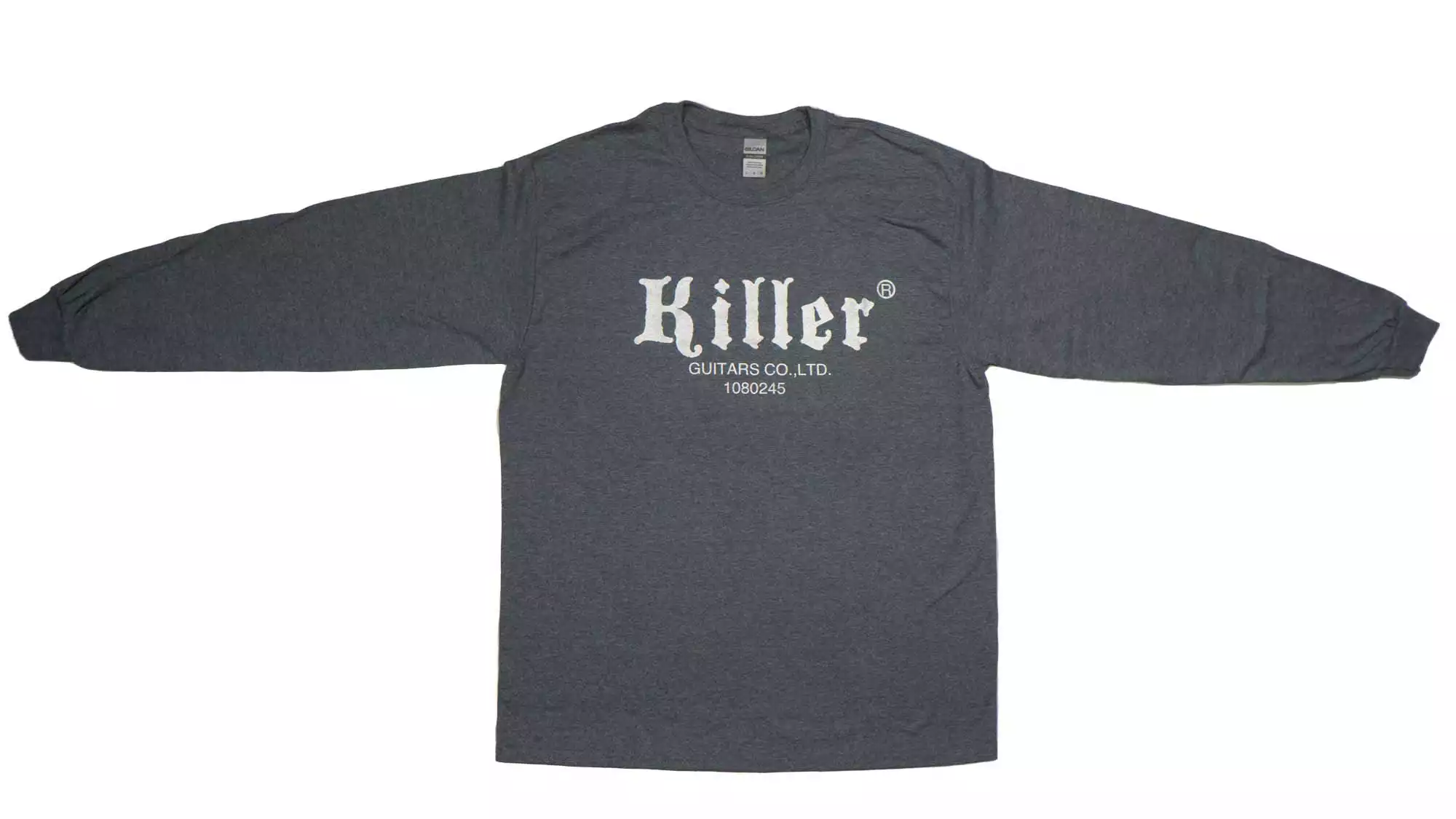 killer guitars t-shirt long sleeve  dark heather silver logo image