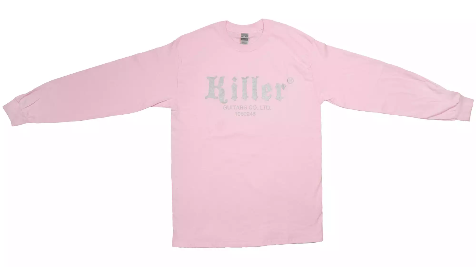 killer guitars t-shirt long sleeve  light pink silver logo image